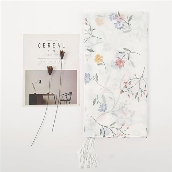 Womens Boho Scarf Floral Lightweight Shawl Wrap Fringed Summer Fall Winter Gift - Picture 4 of 7